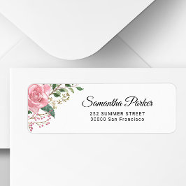 Elegant pink watercolor floral return address