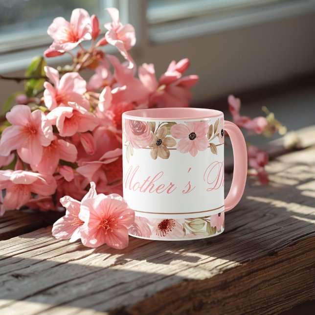 Elegant Pink Watercolor Flower Coffee Mug Tasse (Von Creator hochgeladen)