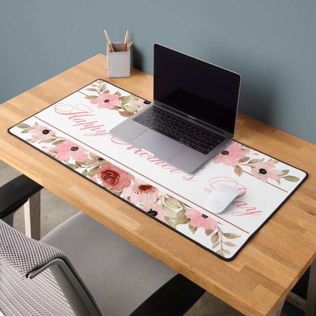 Elegant Pink Watercolor Flower Desk Mat Schreibtischunterlage (Von Creator hochgeladen)
