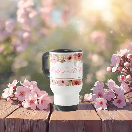 Elegant Pink Watercolor Flower Travel Mug Reisebecher