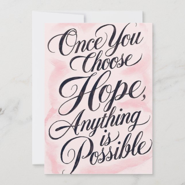 Elegant Pink Watercolor Hope & Possibility Inspira Einladung (Vorderseite)
