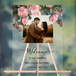 Elegant Pink White 3D Roses Wedding Acrylschild