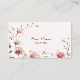 Elegant Pink White Floral Business Card Visitenkarte