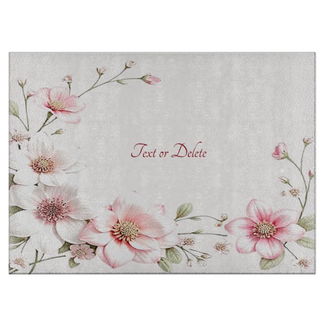Elegant Pink White Floral Cutting Board Schneidebrett (Vorderseite)