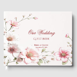 Elegant Pink White Floral Guest Book Gästebuch