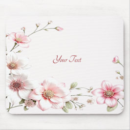 Elegant Pink White Floral Mousepad