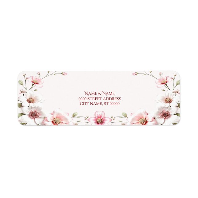 Elegant Pink White Floral Return Address Label (Vorne)