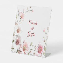 Elegant Pink White Floral Tabletop Signs Sockelschild