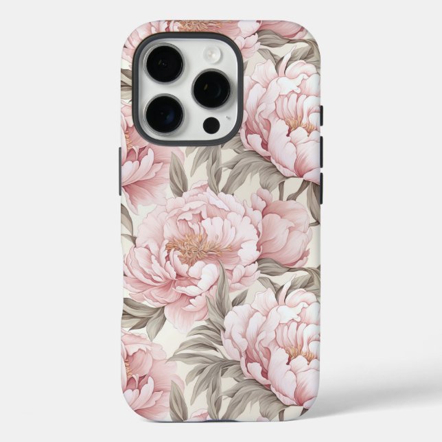 Elegant Pink White Peony Blume iPhone Gehäuse Case-Mate iPhone Hülle (Rückseite)