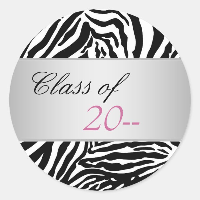 Elegant Pink Zebra Abschluss Stickers (Vorderseite)