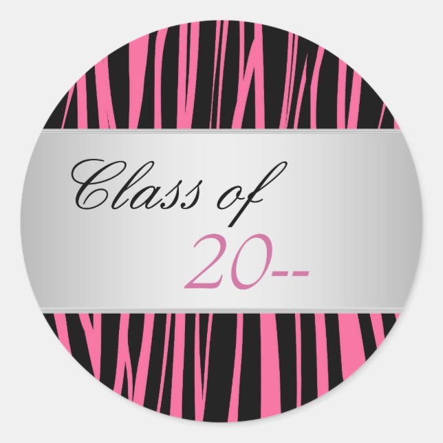 Elegant Pink Zebra Abschluss Stickers (Vorderseite)