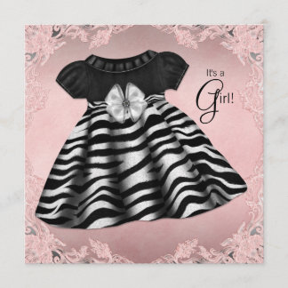 Elegant Pink Zebra Baby Shower Einladung