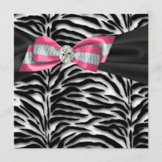 Elegant Pink Zebra Party Einladungen