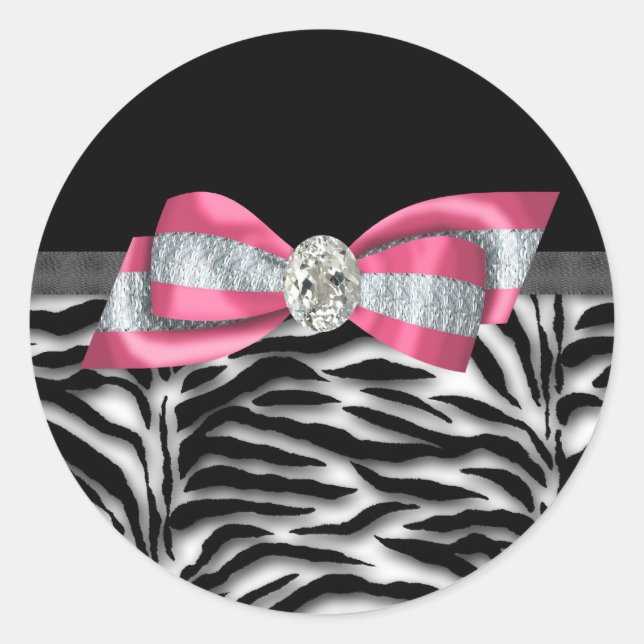 Elegant Pink Zebra Stickers (Vorderseite)