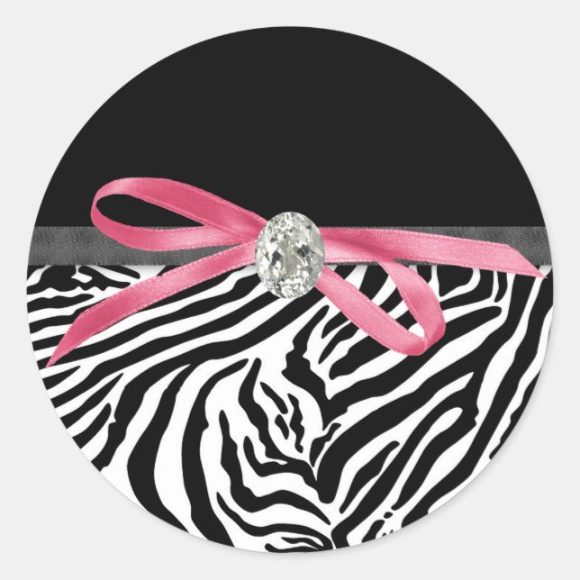 Elegant Pink Zebra Stickers (Vorderseite)