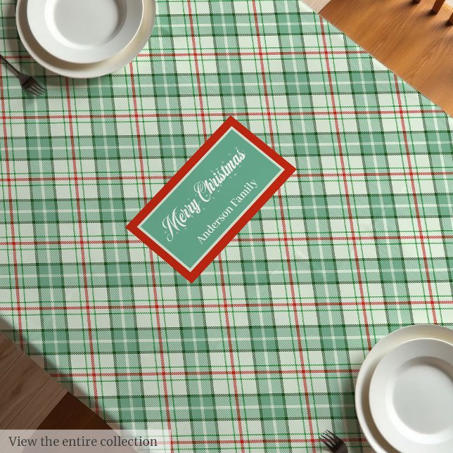Elegant Plaid Tablecloth Custom Name Holiday Decor Tischdecke (Elegant Plaid Tablecloth Custom Name Holiday Decor)