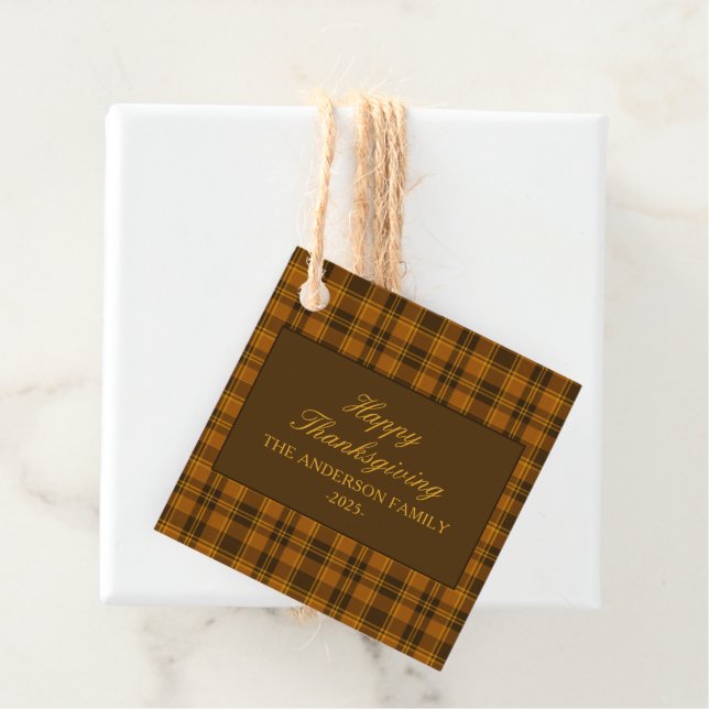 Elegant Plaid Thanksgiving Classic Custom Favor Geschenkanhänger (Beispiel)