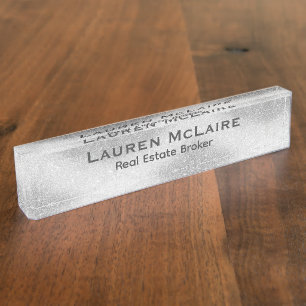 Elegant Platin & Diamanten Professional Namensplakette
