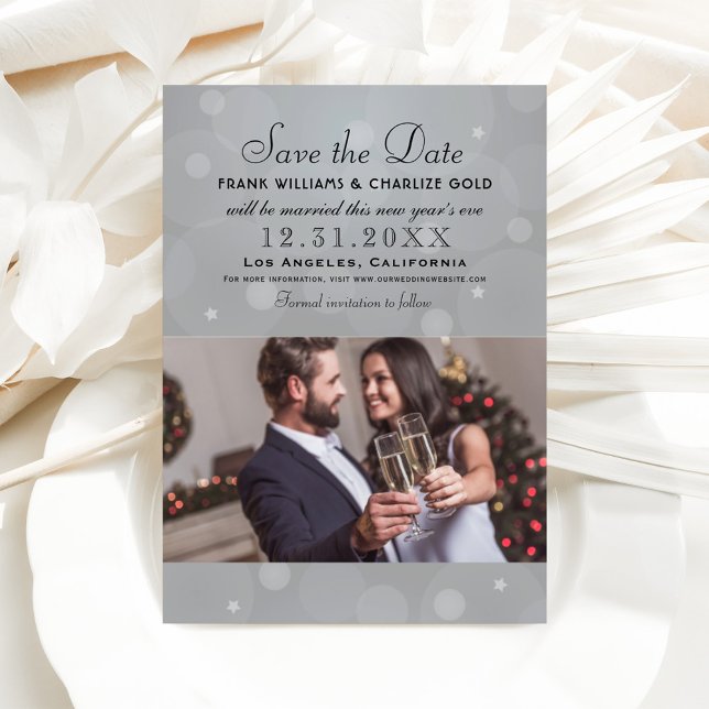 Elegant Platinum Gray Wedding Foto Save The Date (Von Creator hochgeladen)