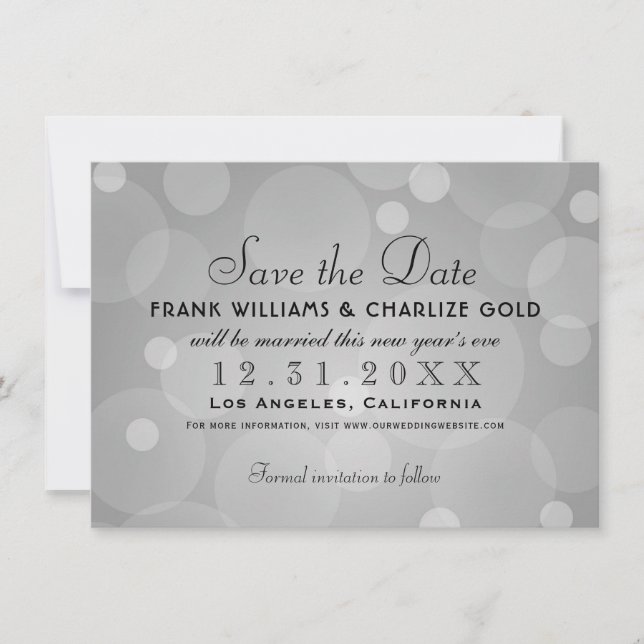 Elegant Platinum Gray Wedding Save The Date (Vorderseite)