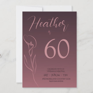Elegant Plum Floral 60th Birthday Invitation Karte
