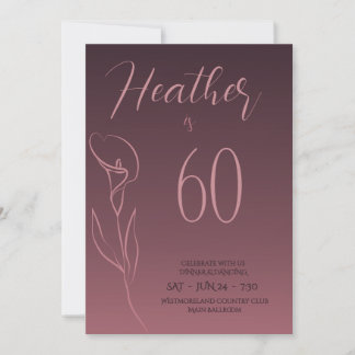 Elegant Plum Floral 60th Birthday Invitation Karte