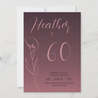 Elegant Plum Floral 60th Birthday Invitation Karte
