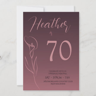 Elegant Plum Floral 70th Birthday Invitation Karte