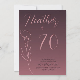 Elegant Plum Floral 70th Birthday Invitation Karte