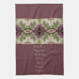 Elegant Plum floral Accented Geschirrtuch