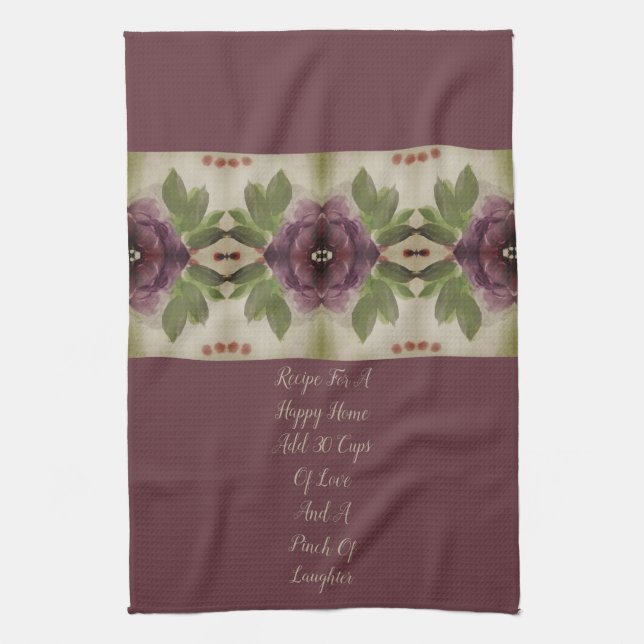 Elegant Plum floral Accented Geschirrtuch (Vertikal)