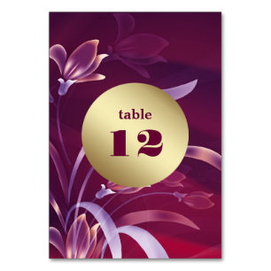 Elegant Plum   Gold FloralTable Number Cards Tischnummer