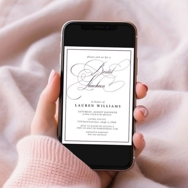 Elegant Plum Lila Calligraphy Bridal Luncheon Einladung (Von Creator hochgeladen)