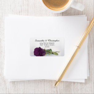 Elegant Plum Lila Rose Hochzeitadresse Adressaufkleber