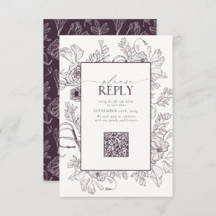 Elegant Plum Lila Wedding QR Code Bitte beantworte RSVP Karte
