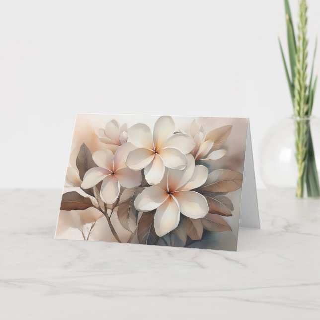 Elegant Plumeria Dankeskarte (Vorderseite)