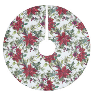 Elegant Poinsettia Bouquet Pattern Polyester Weihnachtsbaumdecke