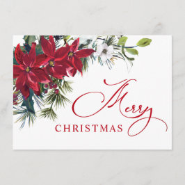 Elegant Poinsettia Christmas Mistletoe Gruß Feiertagskarte
