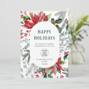 Elegant Poinsettia Christmas Mistletoe Gruß Feiertagskarte