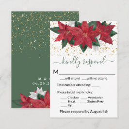 Elegant Poinsettia Christmas RSVP Card