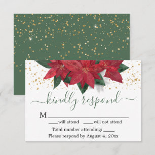Elegant Poinsettia Christmas RSVP Card Dankeskarte