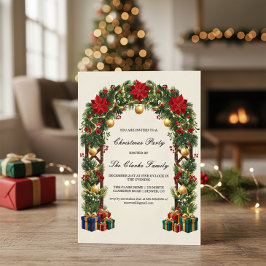 Elegant Poinsettia Christmas Trellis Party Design Einladung