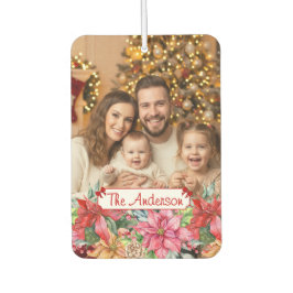 Elegant Poinsettia Floral Border Custom Photos Autolufterfrischer