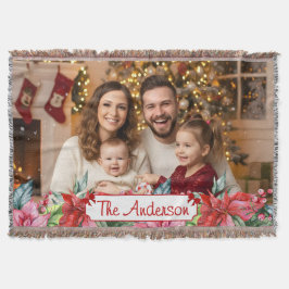 Elegant Poinsettia Floral Border Custom Photos Decke