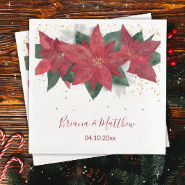 Elegant Poinsettia Red Christmas Serviette