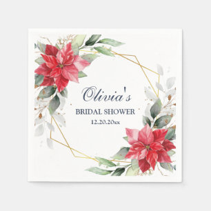 Elegant Poinsettia Winter Greenery Brautparty Serviette
