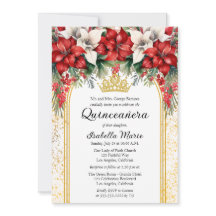 Elegant Poinsettias Floral Quinceañera Party