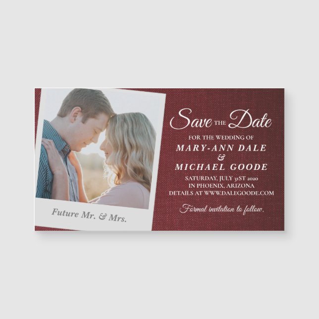 Elegant Polaroid - Snapshot Save the Date Magnetkarte (Vorderseite)