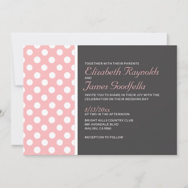 Elegant Polka Dot Wedding Einladungen (Vorderseite)