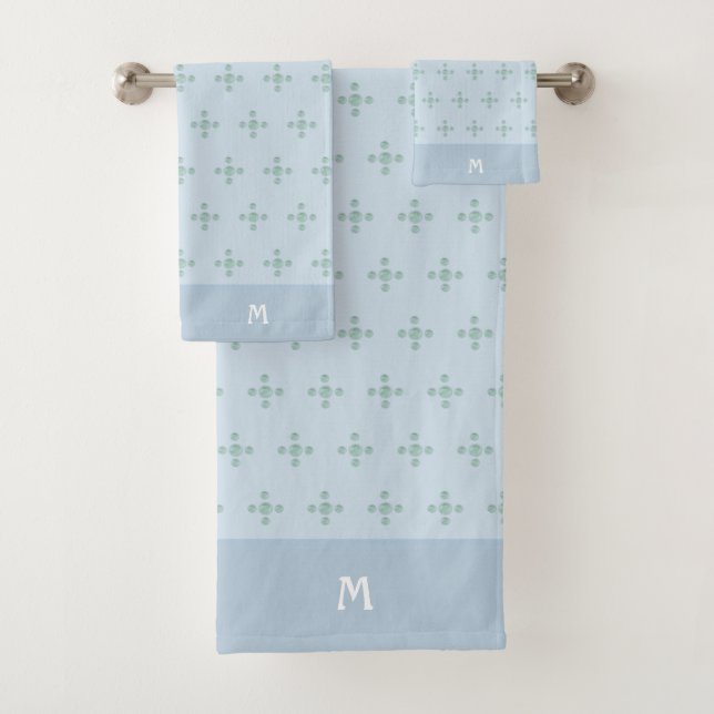 Elegant Polka Dots auf Wondrous Blue Badhandtuch Set (Insitu)